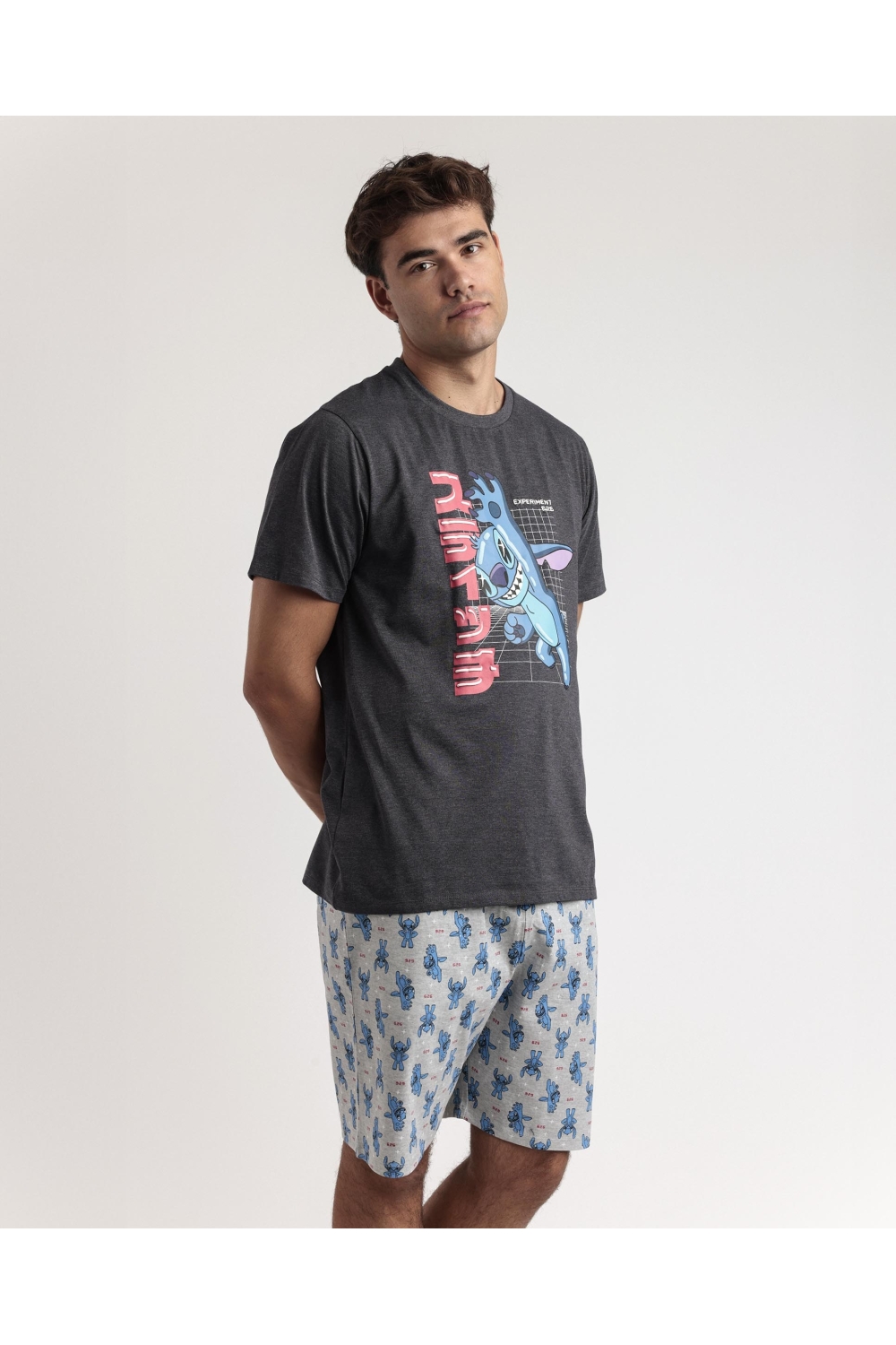 disney pijama manga corta stitch anime para hombre gris jaspe (2)