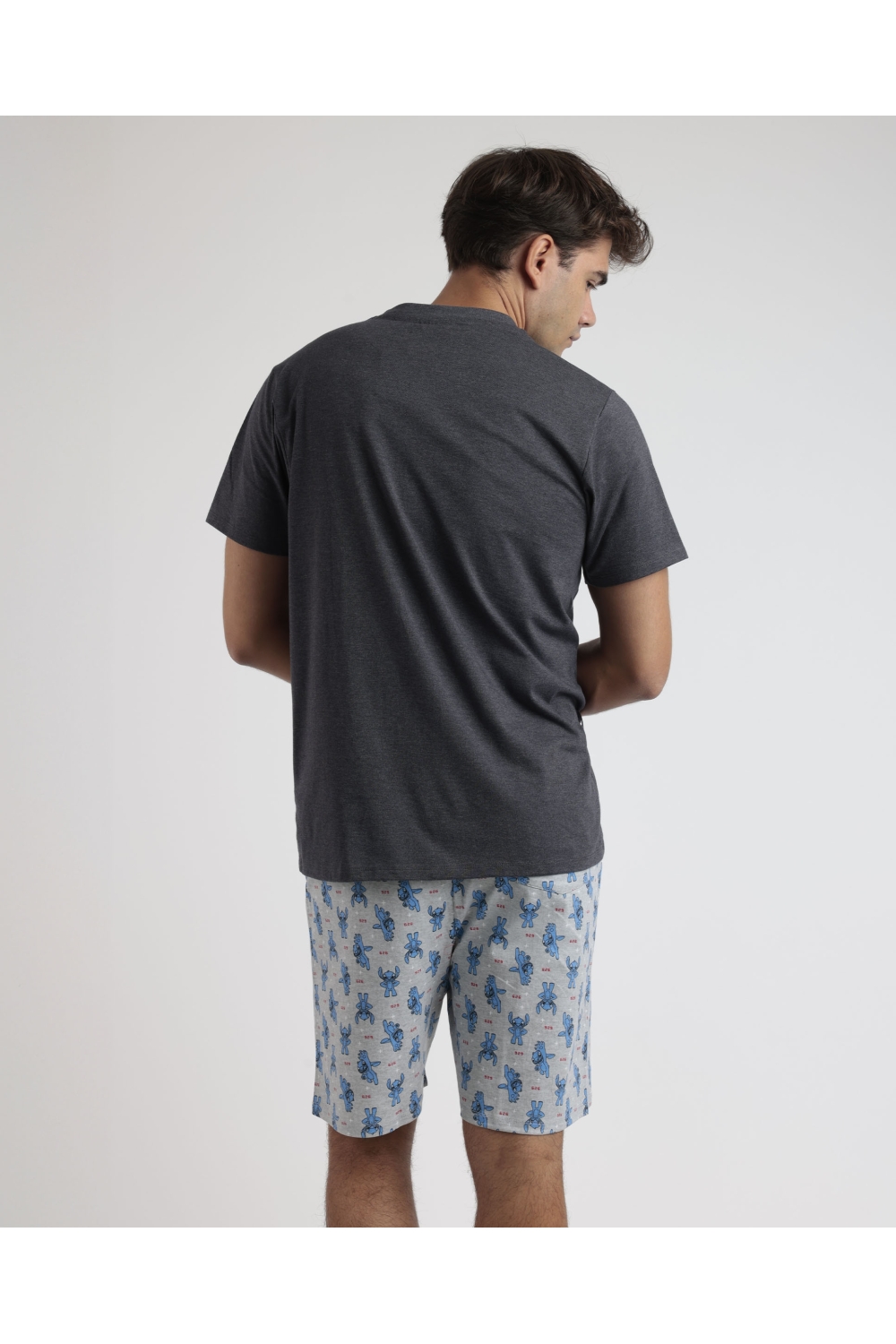 disney pijama manga corta stitch anime para hombre gris jaspe