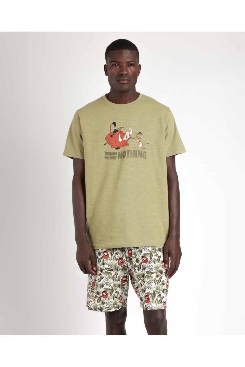 disney pijama manga corta timon pumbaa para hombre caqui